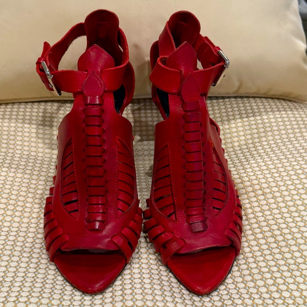 Proenza Schouler Red Stiletto Heels with Cut-Out Design